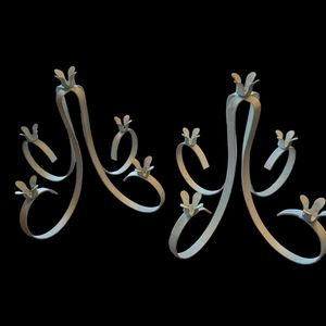 Vintage set of 2 metal 5 candle holders